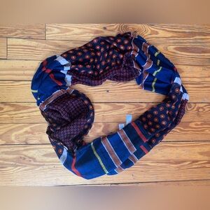 LOFT Navy Multicolor Patterned Infinity Scarf